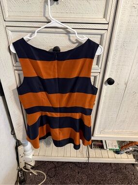 Banana Republic Striped Peplum Top - Navy and Rust Orange